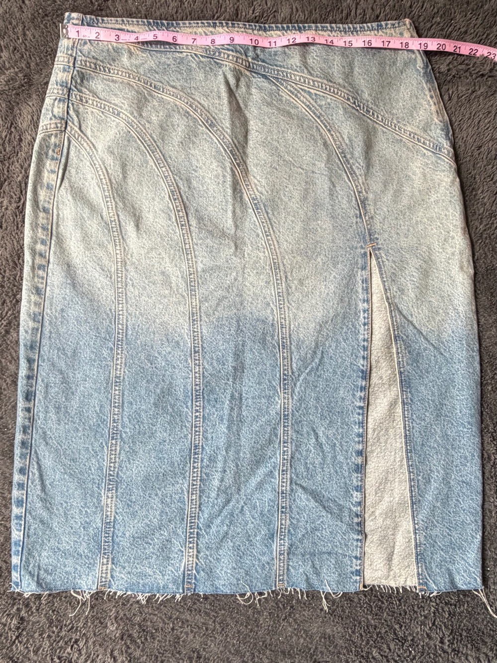 Zara long Light Blue Panelled Denim Midi Skirt with Slit